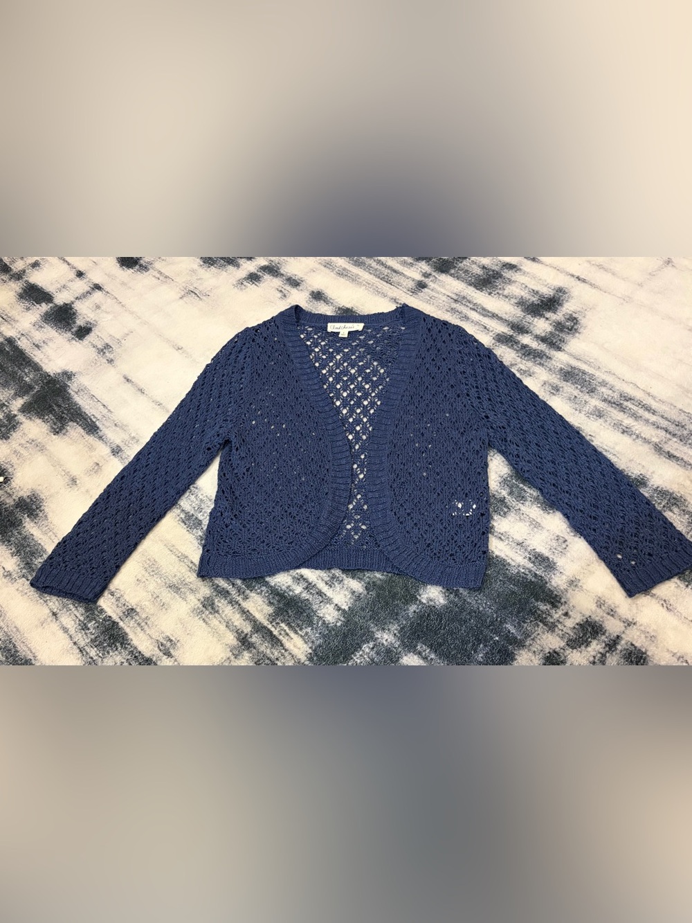Cloud Chaser Navy Blue Crochet Openwork Cardigan - Large